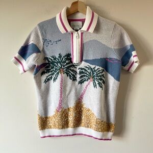 Cynthia Rowley Tropical Knit Polo Shirt - Multicolor